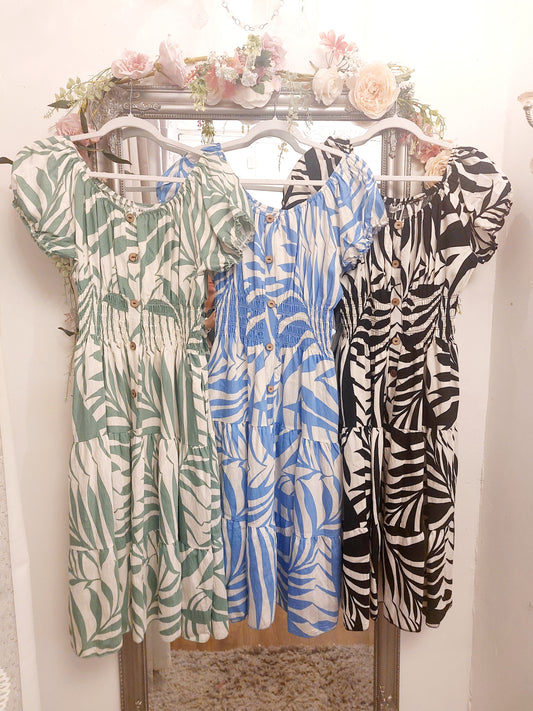 Leaf Bardot Midi Dress 8-18/20