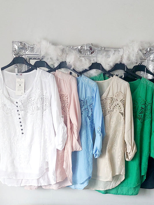 **SALE**  Sequin Crochet 2 Piece Shirt Tops 8-18-