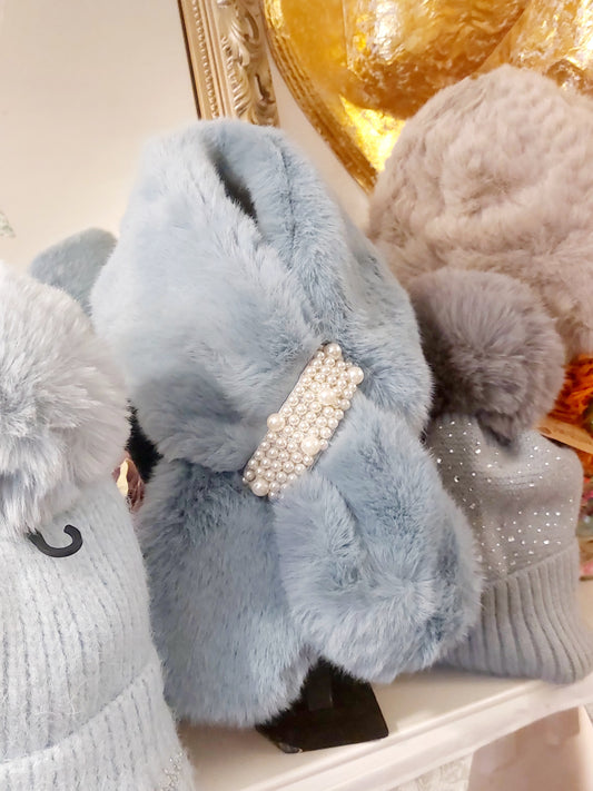 Faux Fur Neck Pearl Scarf-Various Colours