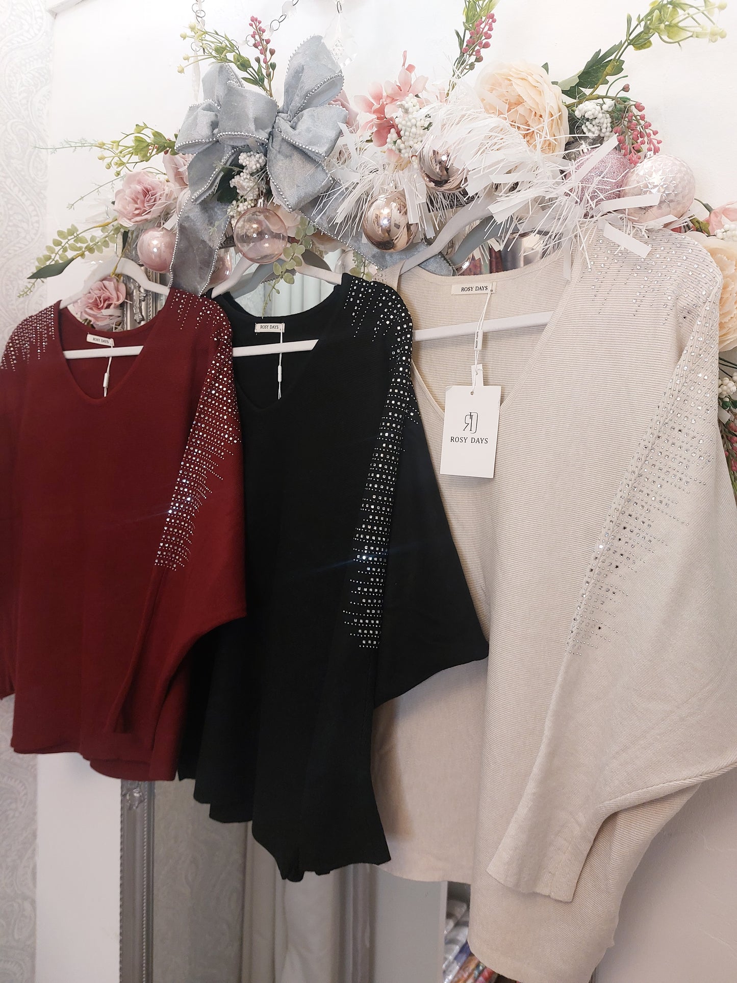 Rhinestone Crystal Batwing Sleeve Jumper 8-16