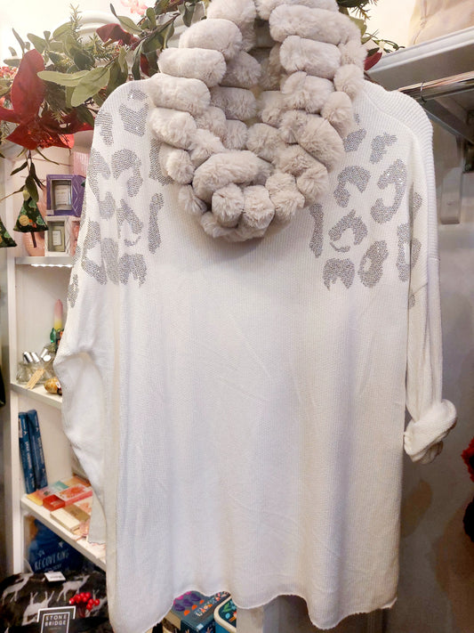 Embellished Rhinestone Animal print Light Knit-Various Colours 10-18