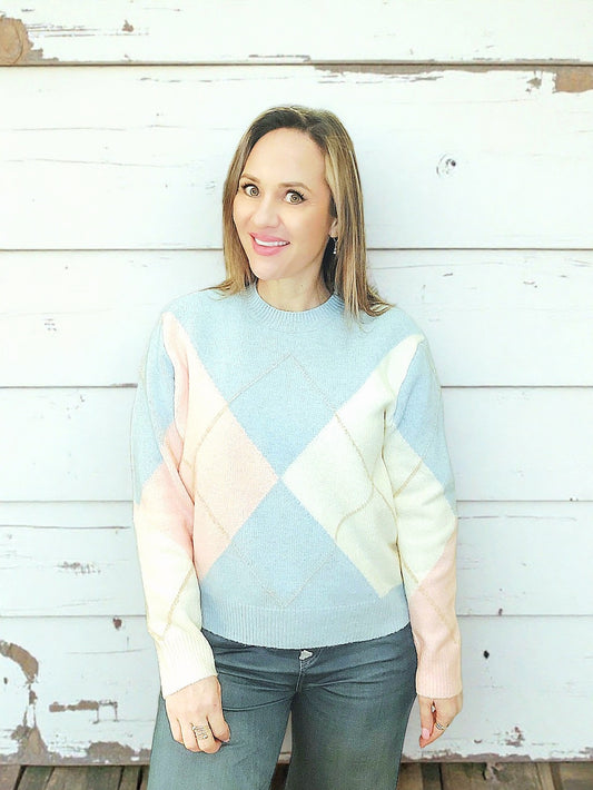 Argyle Jumper-Blue 8-14