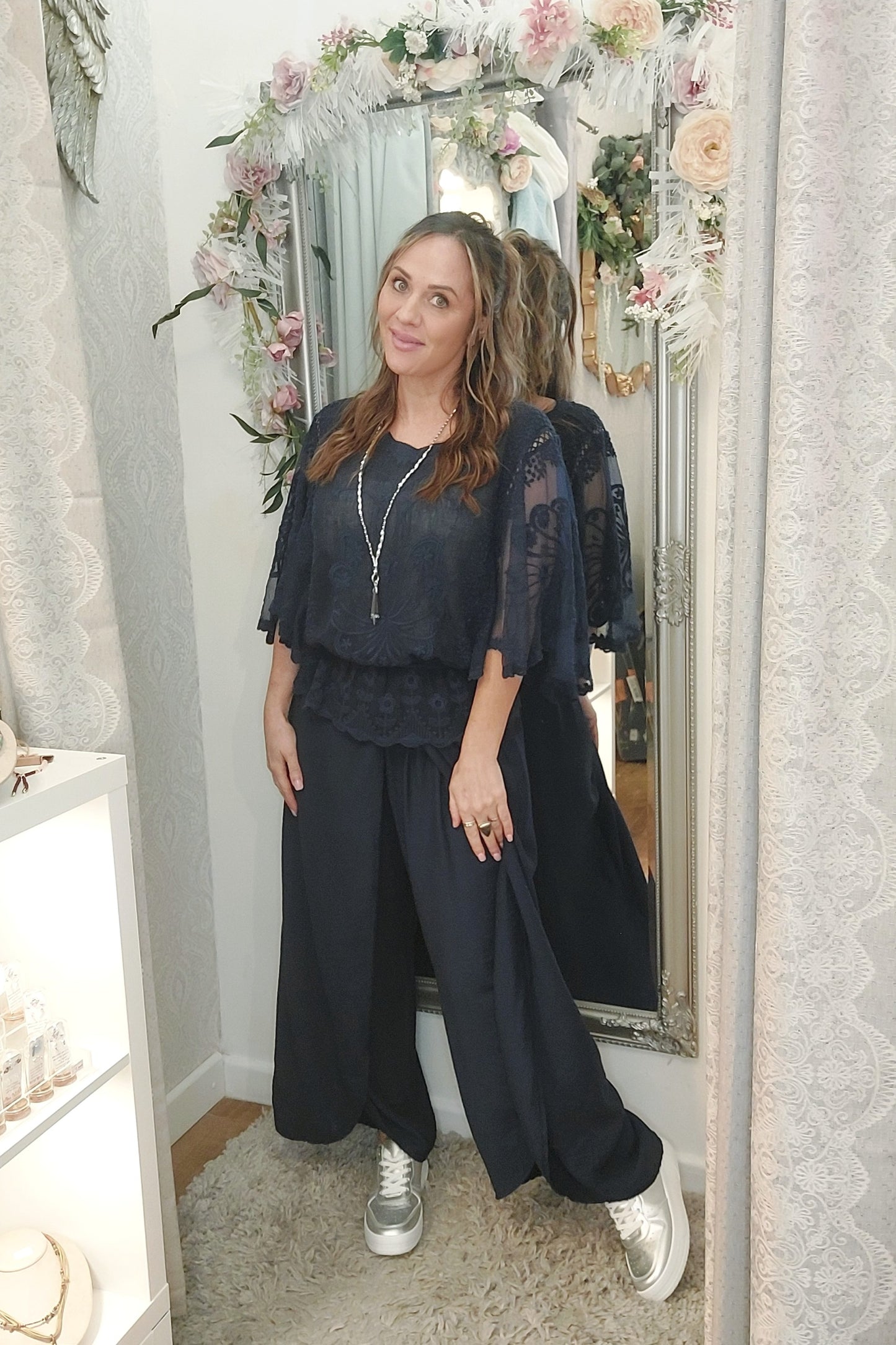 The Leah- Lace Embroidered Top 8-16-Various Colours