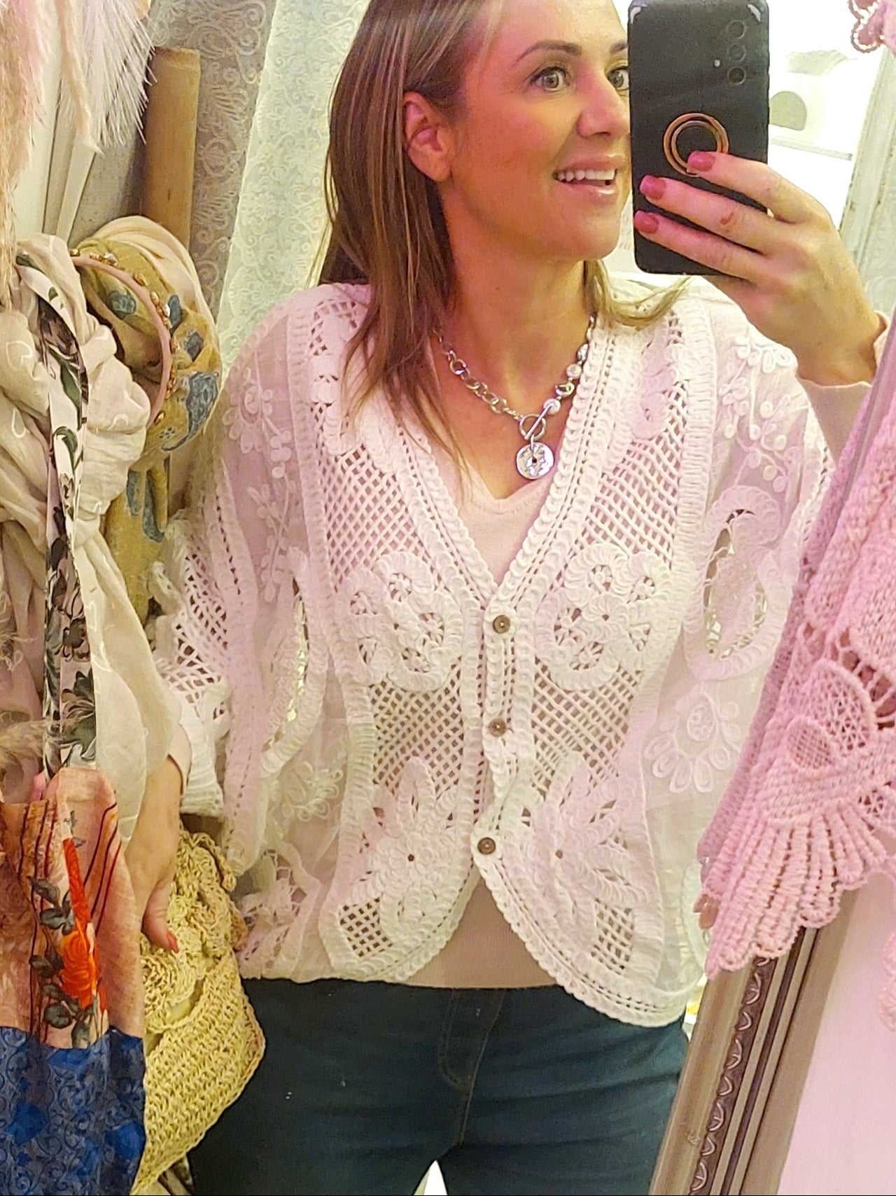 White Chunky Crochet Cardigan-Assorted