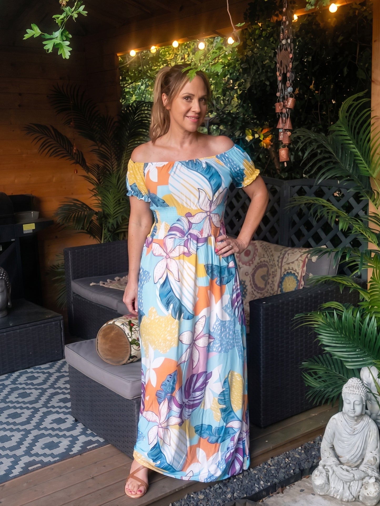 Abstract Tropical Maxi Dress 8-14 small 16