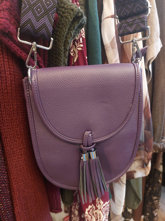 Cross Body Tassle Bag-Purple