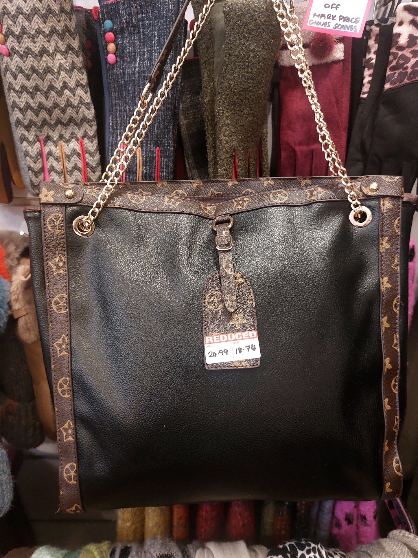 Large Shoulder Bag-Zipper -Black