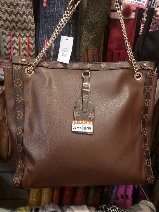Large Shoulder Bag-Zipper-Chocolate Brown