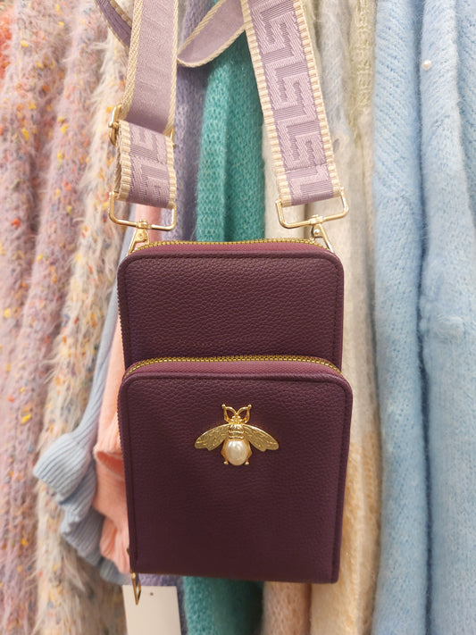 Bee Mobile Crossbody Bag-Purple