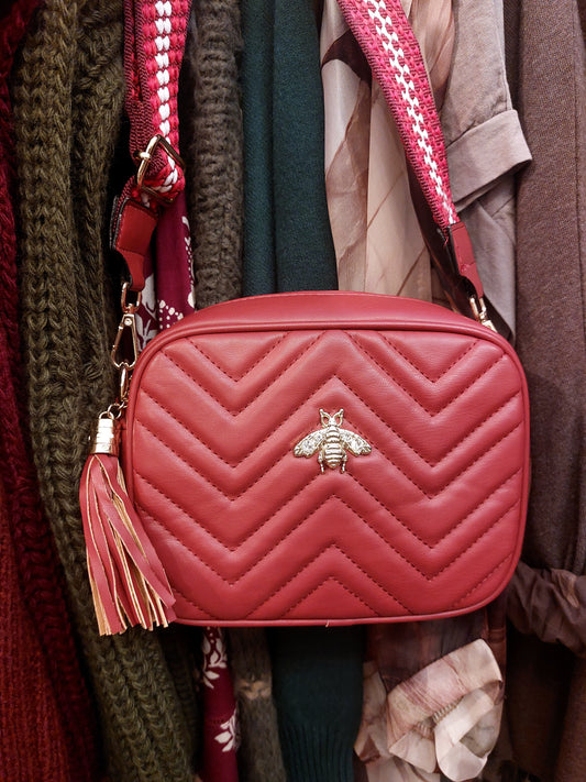 Bee Crossbody Bag-Burgandy Red