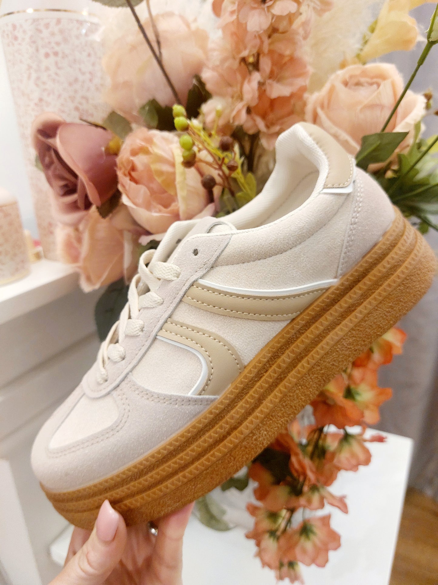 The Retro Trainer-Beige-Regular to Wide Fit