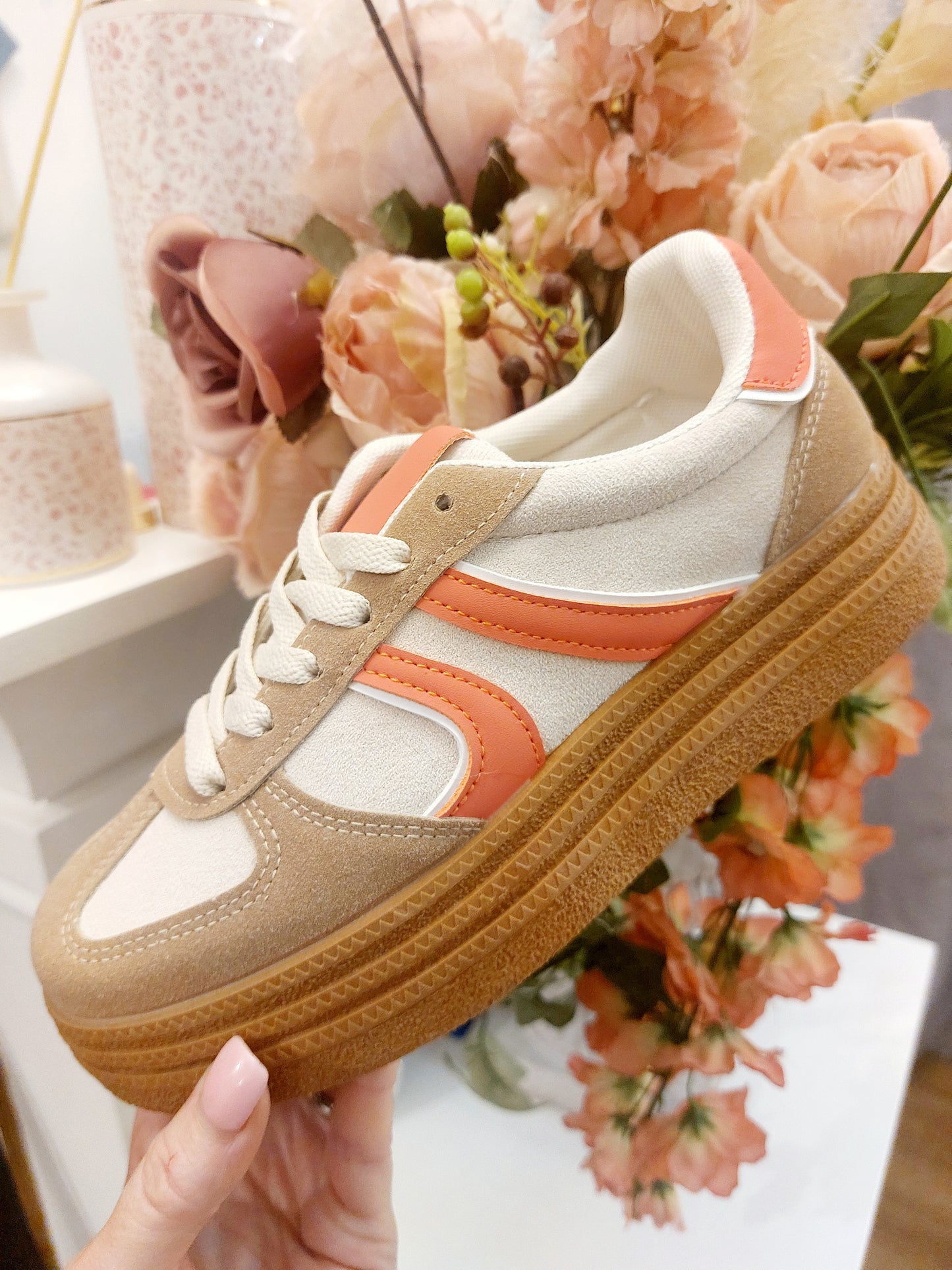 The Retro Trainer-Coral-Regular to Wide Fit