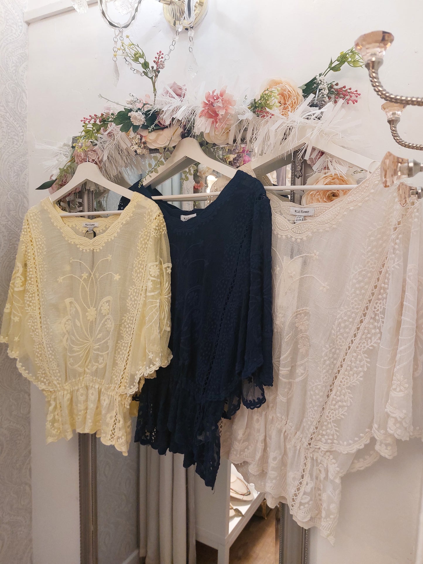 The Leah- Lace Embroidered Top 8-16-Various Colours