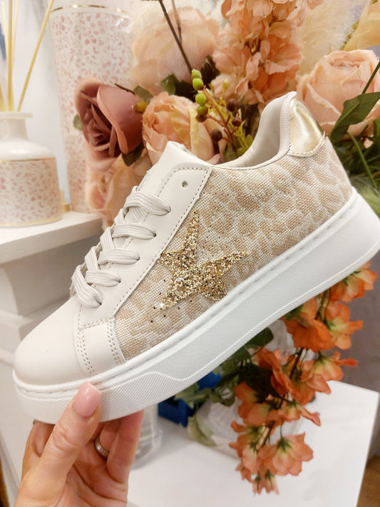Glitter Star leopard Trainer-Regular to Wide Fit