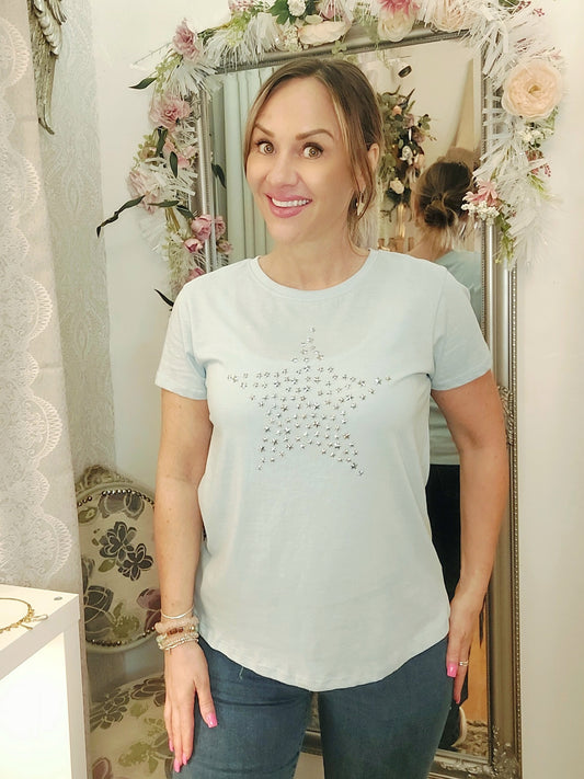 Silver Stud Star Tshirt- Various Sizes
