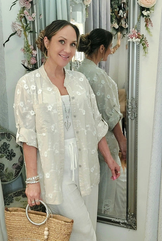 Sequin Embellished 3D Daisy Shirts- Various Colours