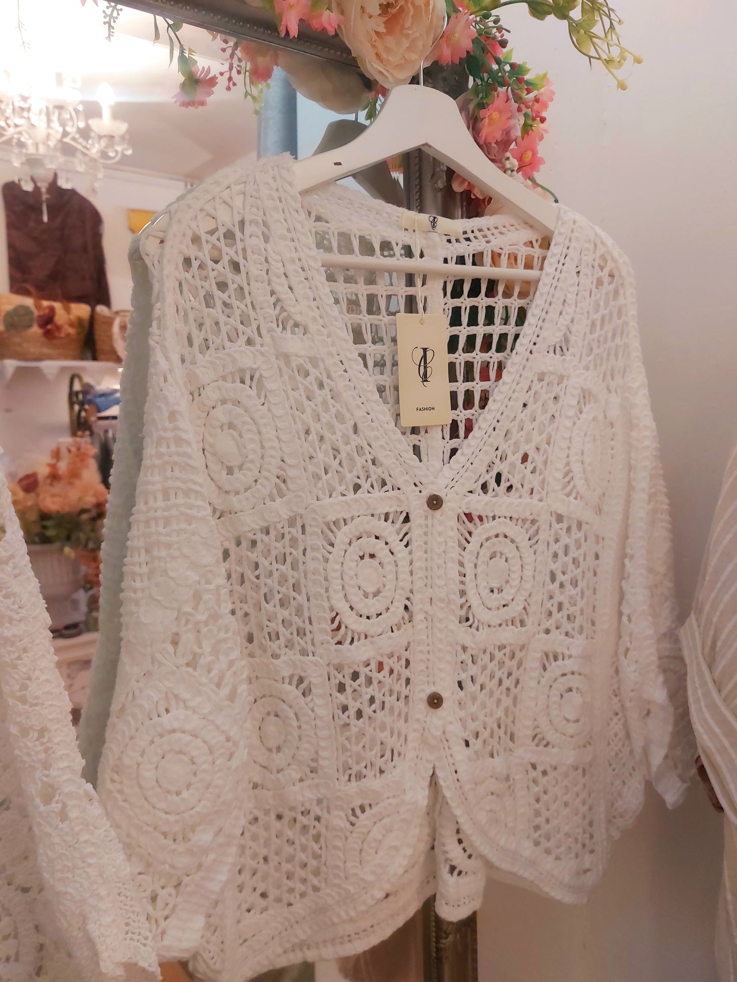 White Chunky Crochet Cardigan-Assorted
