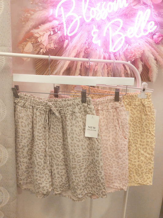 Leopard Print Waffle Shorts- Various Colours 8-14