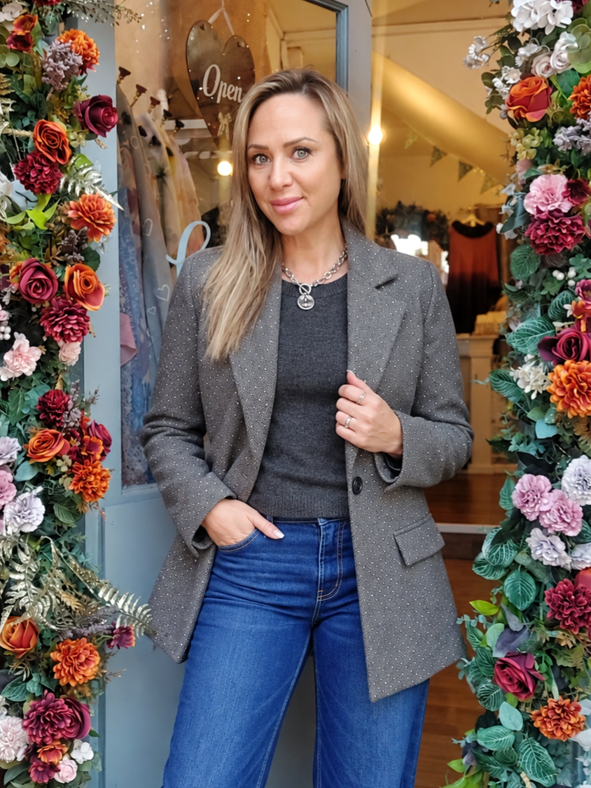 Charcoal Grey Rhinestone Blazer - Various sizes