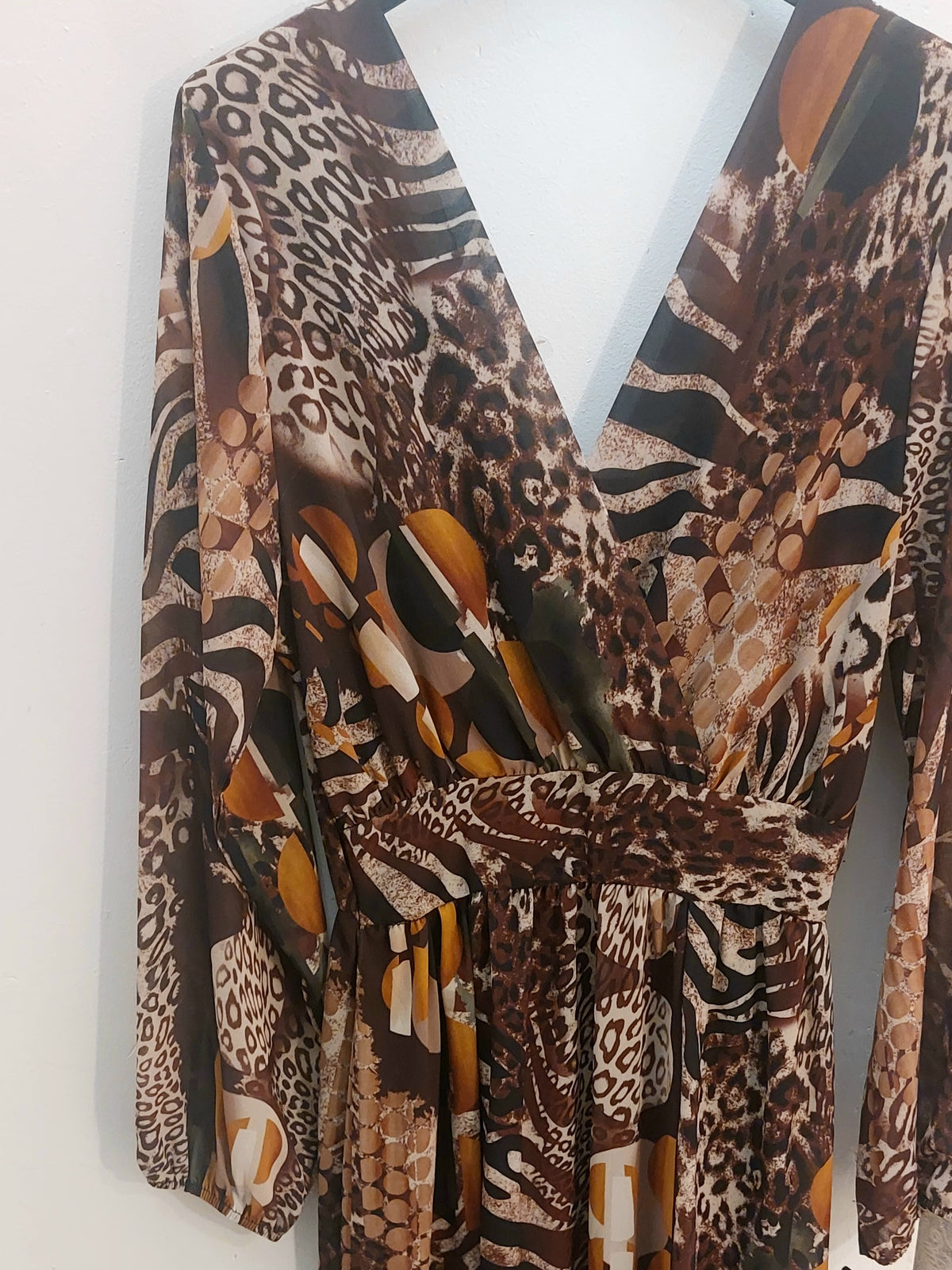 Chiffon Mustard & Brown MidAxi Dress 8-14