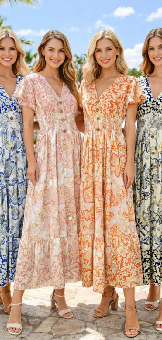 Orange & Pink Maxi Dress 8-16
