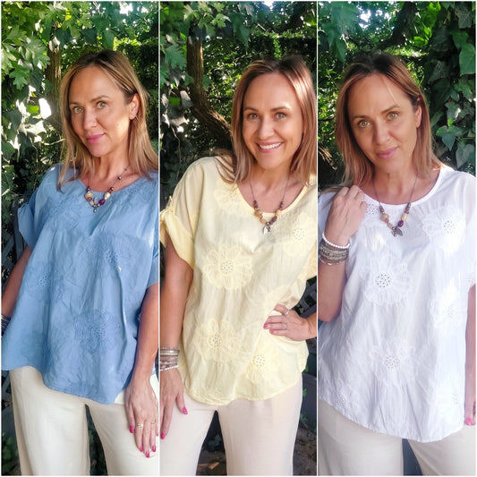 3D Daisy Cotton Italian Top