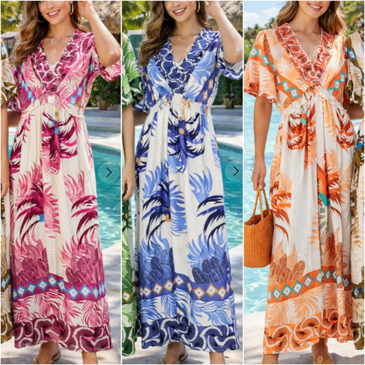 Palm Maxi Dress-Various Sizes & Colours 8-18