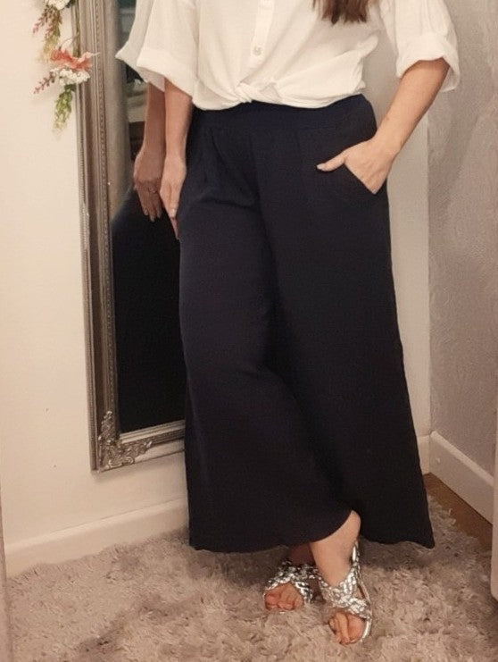 Navy Linen Culottes