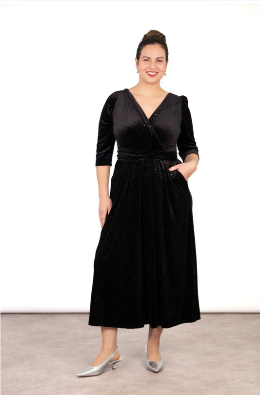 Black Shimmer Velvet Jumpsuit-Various Sizes