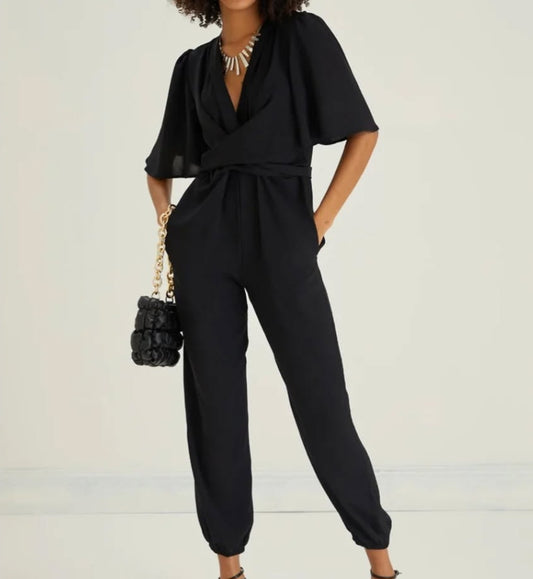 Black Tie Waist Jumpsuit-Various sizes