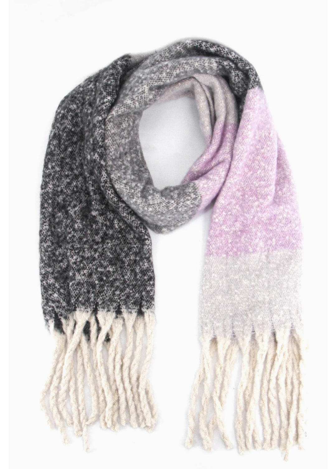 Heavy Weight Block Scarf-Grey & Pink