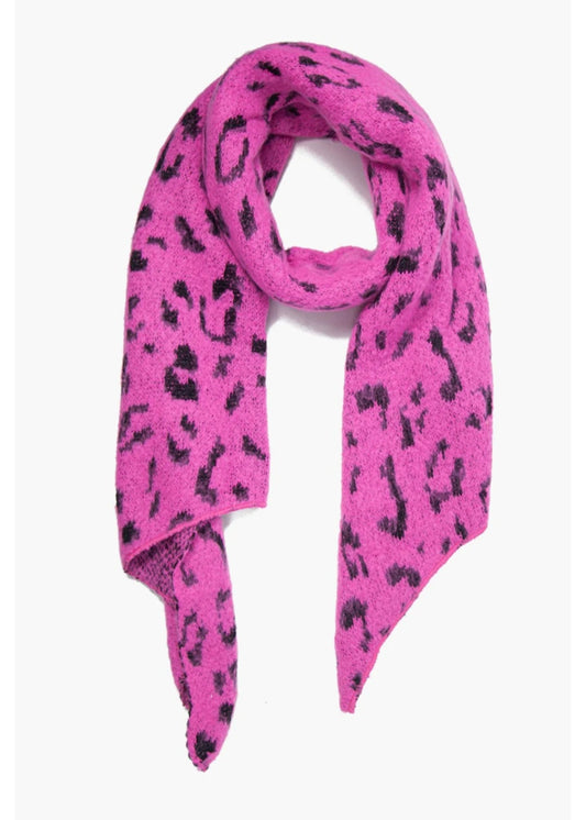 Winter Leopard Print Scarf-Hot Pink & Black