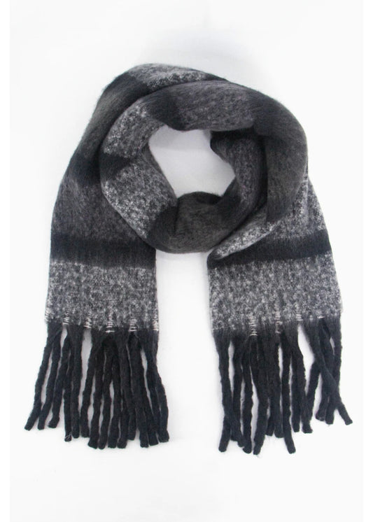 Heavy Weight Check Scarf-Black & Grey