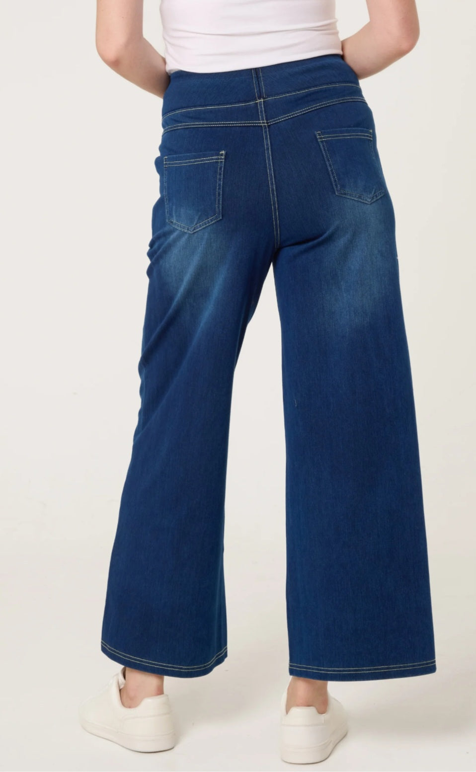 Flexy Deep Waistband Stretch Wide Leg Jeans